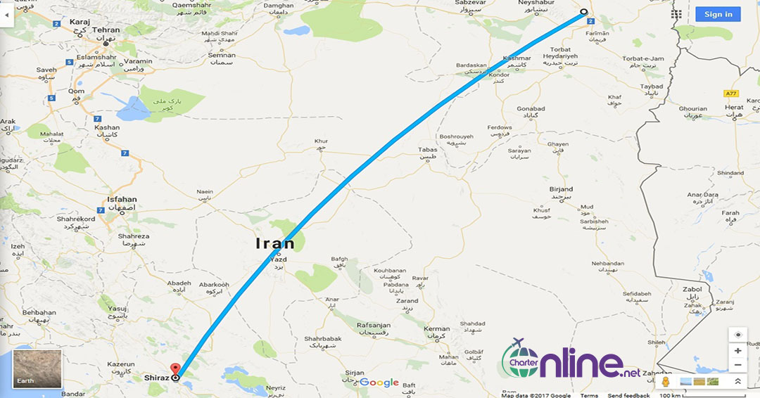 بلیط چارتری مشهد به شیراز