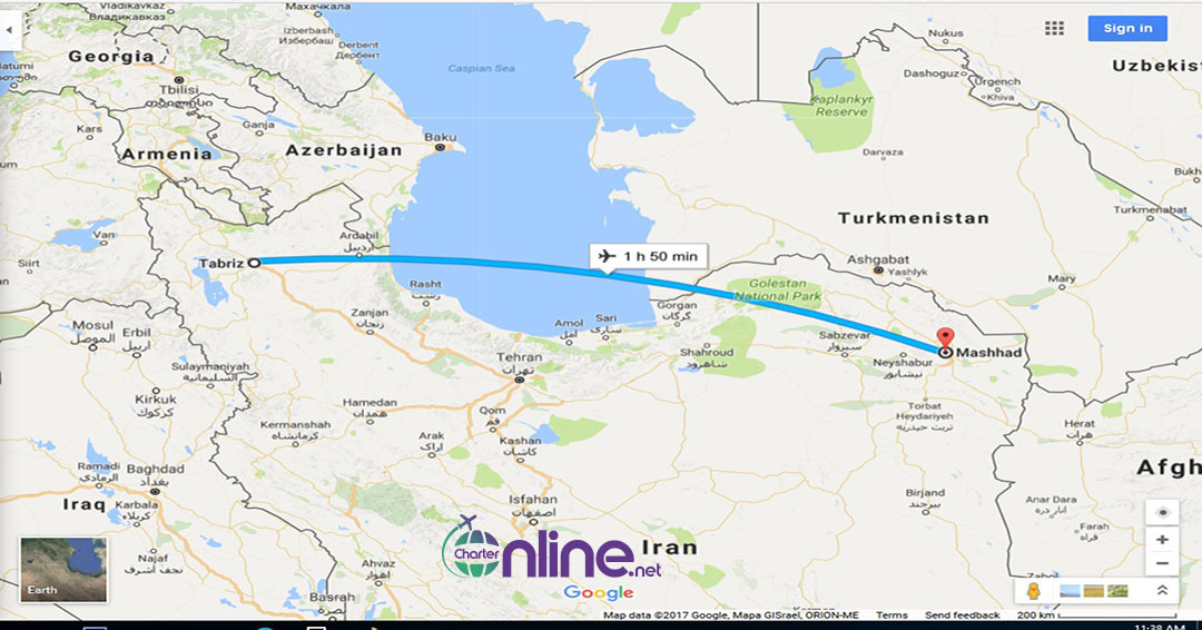 بلیط چارتری تبریز به مشهد