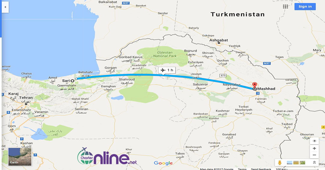 بلیط چارتری مشهد به ساری