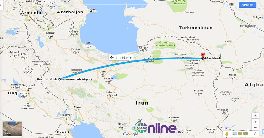 بلیط چارتری مشهد به کرمانشاه