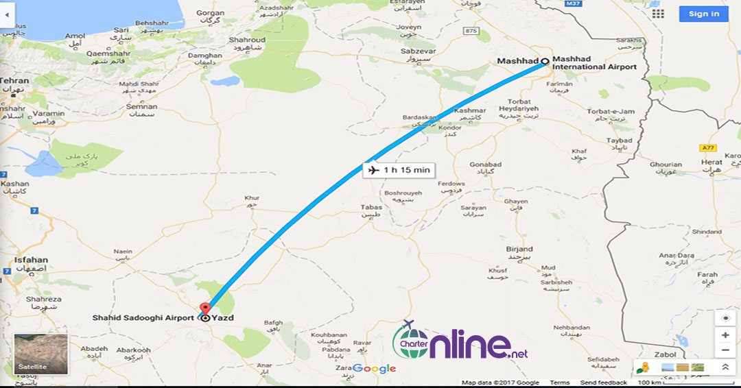 بلیط چارتری یزد به مشهد