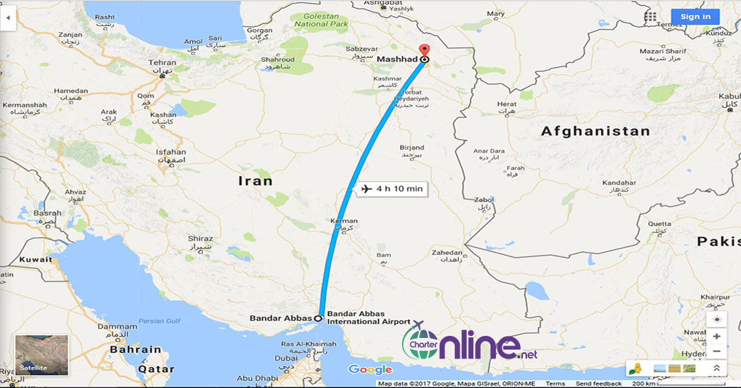 بلیط چارتری بندر عباس به مشهد