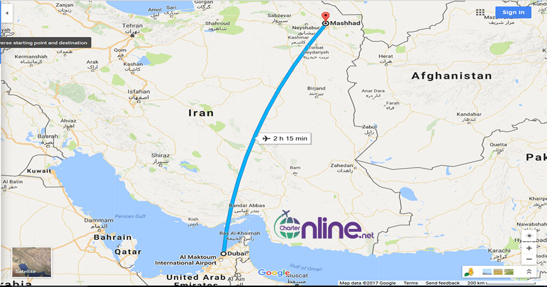بلیط چارتری دبی به مشهد