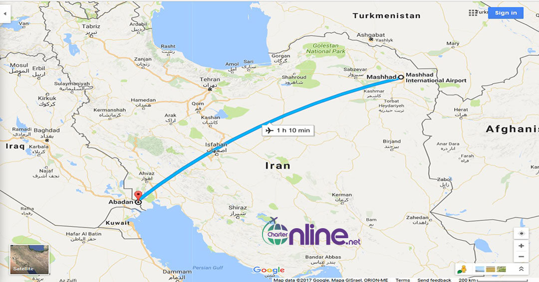 بلیط چارتری آبادان به مشهد