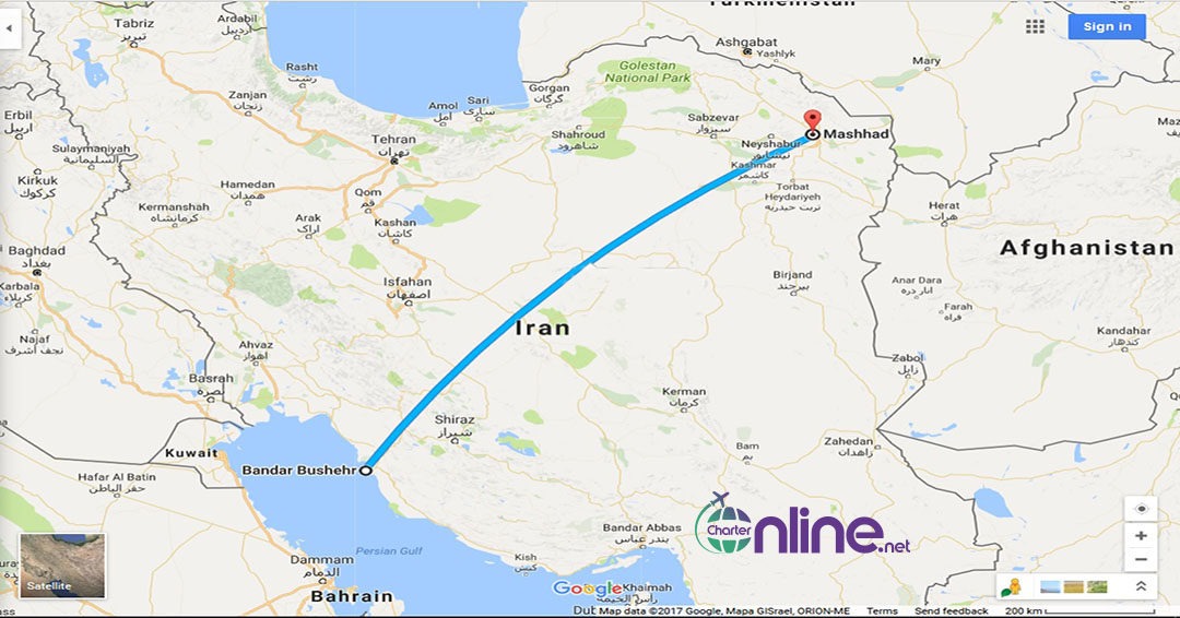 بلیط چارتری مشهد به بوشهر
