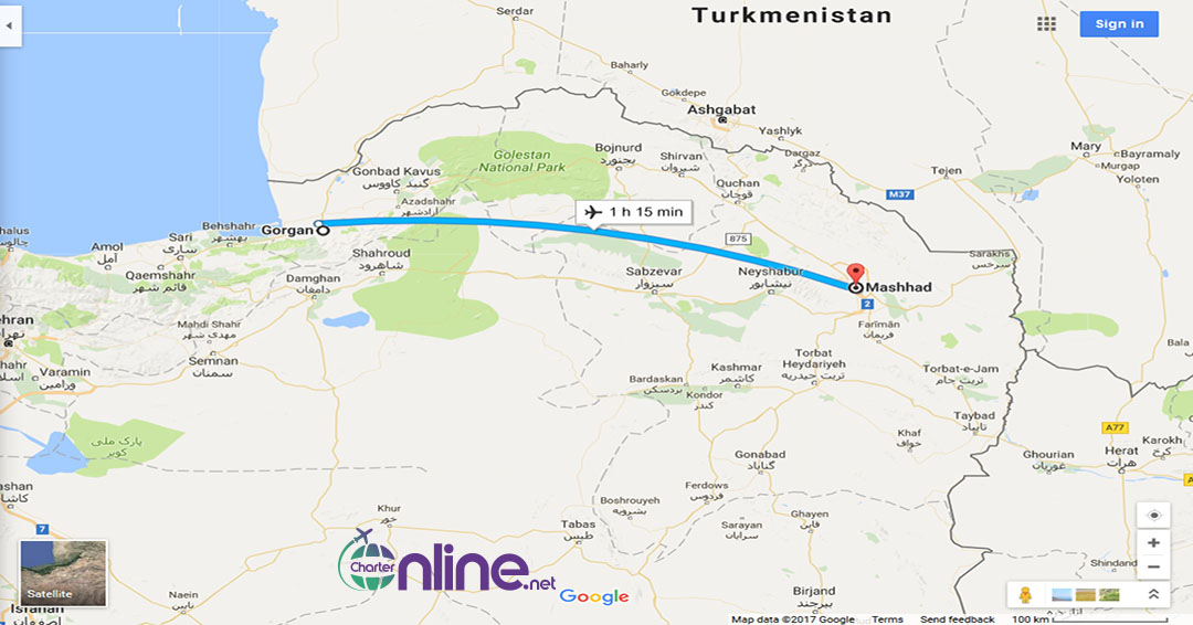 بلیط چارتری گرگان به مشهد