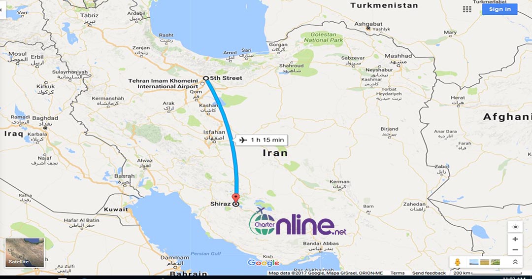 بلیط چارتری تهران به شیراز