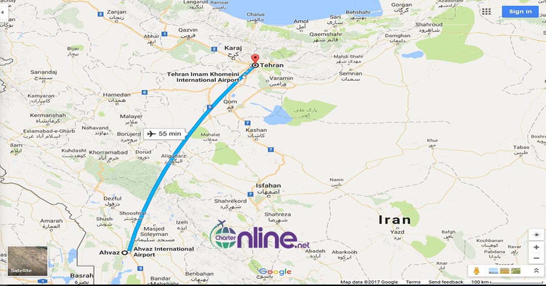 بلیط چارتری تهران به اهواز