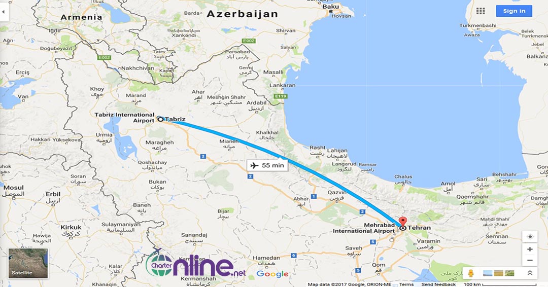 بلیط چارتری تهران به تبریز