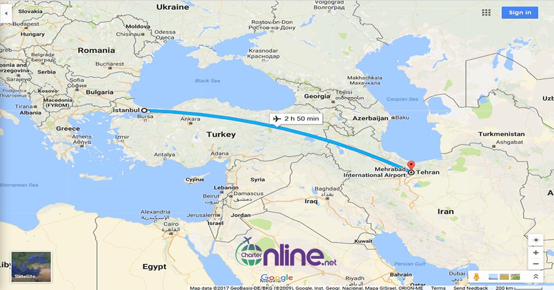 بلیط چارتری تهران به استانبول