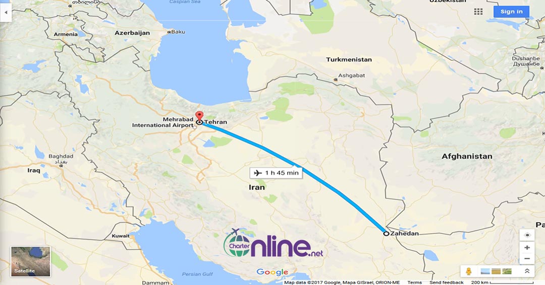 بلیط چارتری تهران به زاهدان