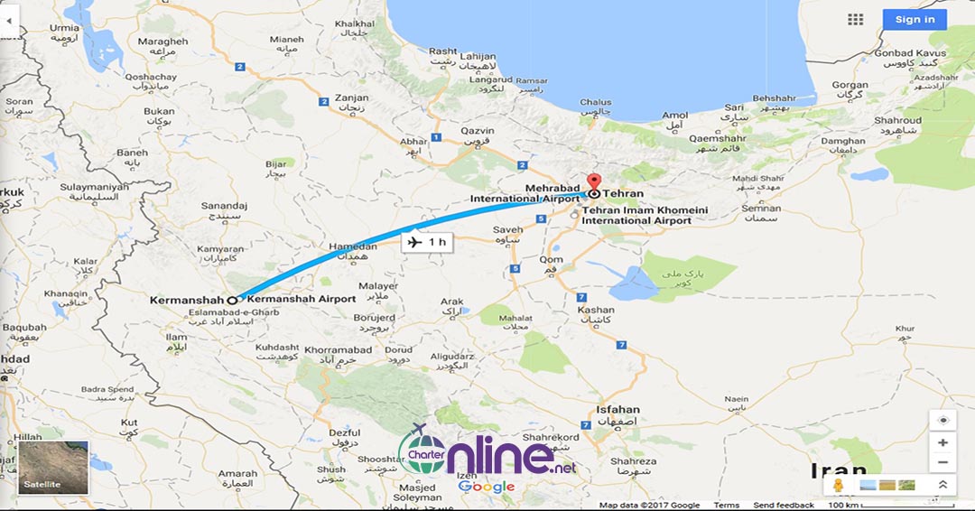 بلیط چارتری تهران به کرمانشاه