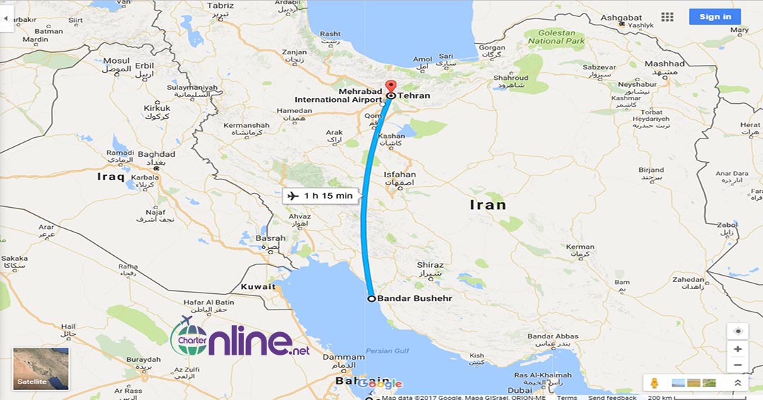 بلیط چارتری تهران به بوشهر