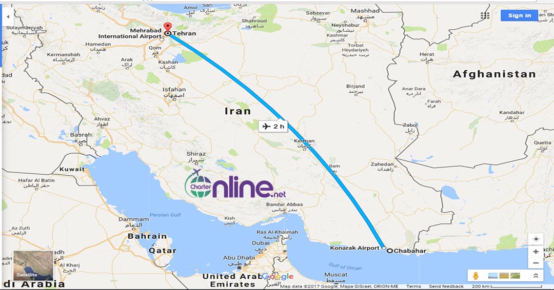 بلیط چارتری چابهار به تهران