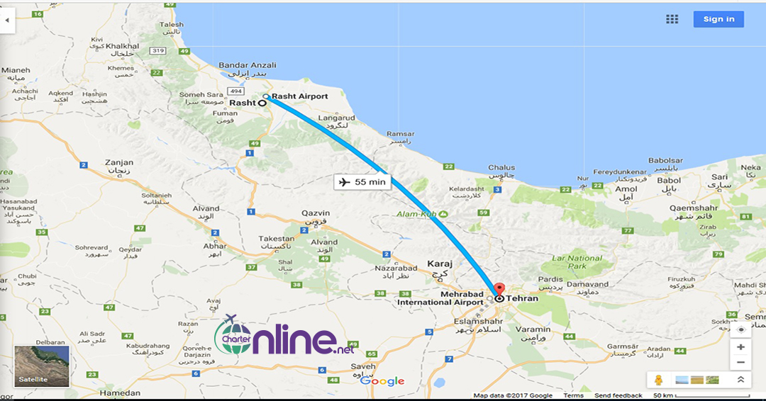 بلیط چارتری تهران به رشت