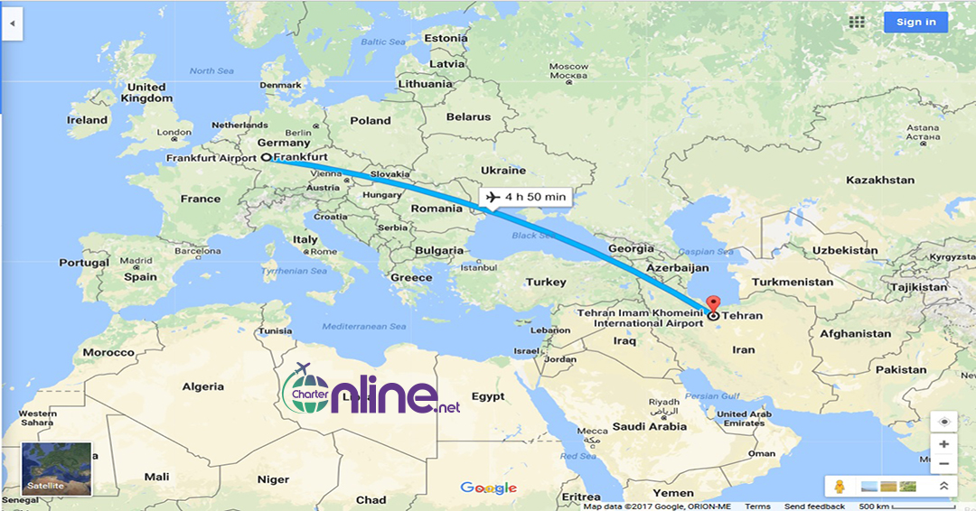 بلیط چارتری تهران به فرانکفورت