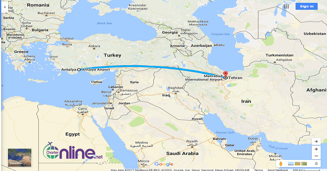 بلیط چارتری تهران به آنتالیا