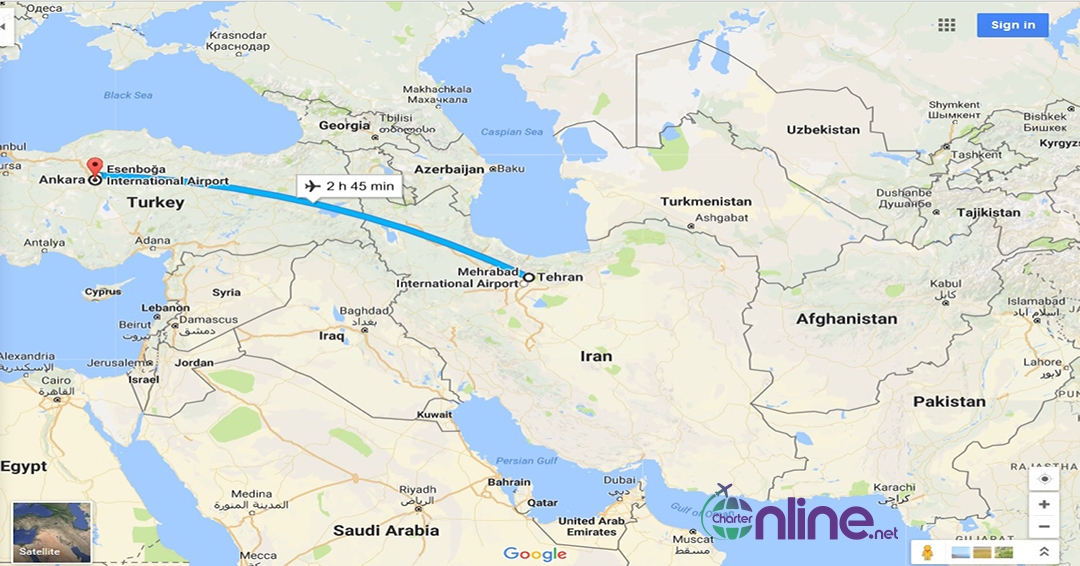 بلیط چارتری تهران به آنکارا