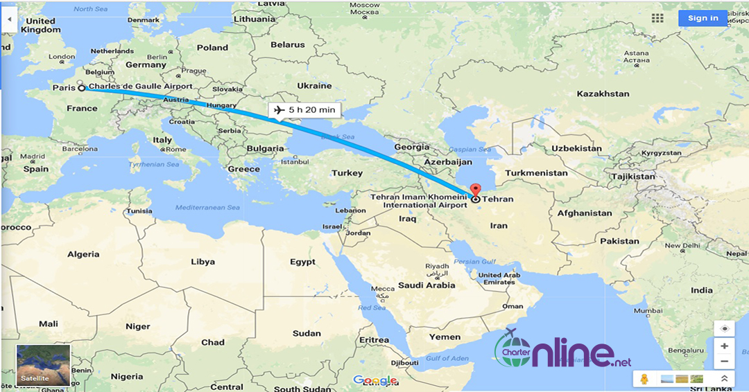بلیط چارتری تهران به پاریس